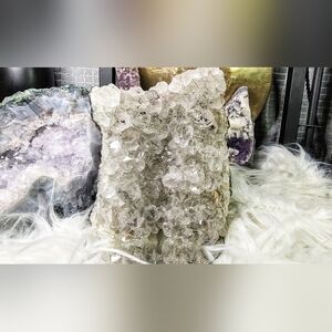 Clear Amethyst & Goethite Crystal Cluster